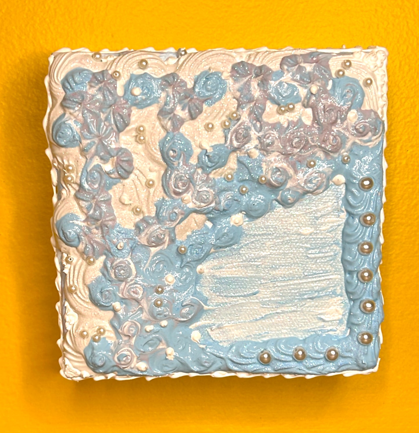 3D Acrylic Painting 5x5: Blue Glitter Cake